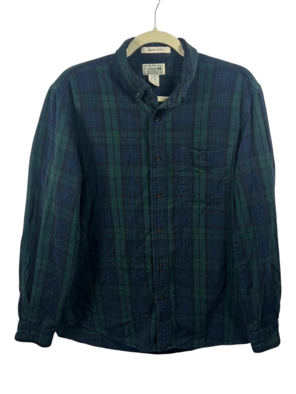 LL Bean Shirt Mens Scotch Plaid Flannel Traditional Fit Medium Casual Outdoor